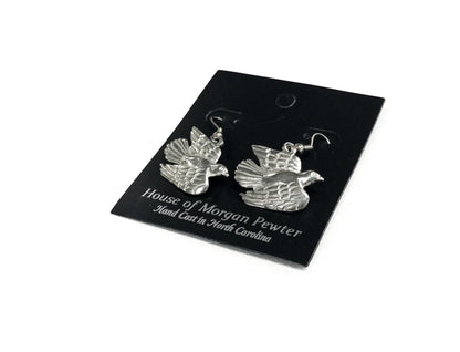 Handmade Pewter Dove Jewelry- Earrings, Necklace, Gift Set - House of Morgan Pewter
