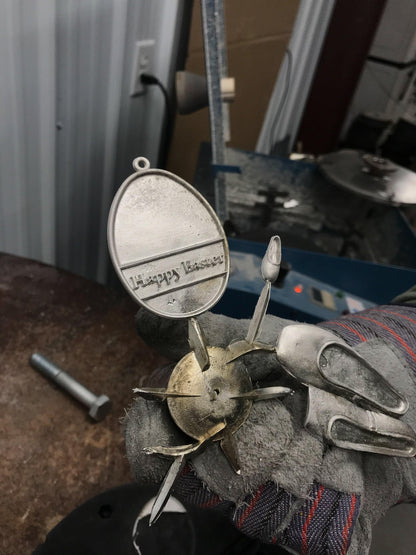 Handmade Pewter Easter Egg after casting