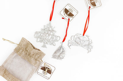 Maryland Christmas Ornaments - Sailboat - Crab - MD Travel Gift Set and Souvenirs