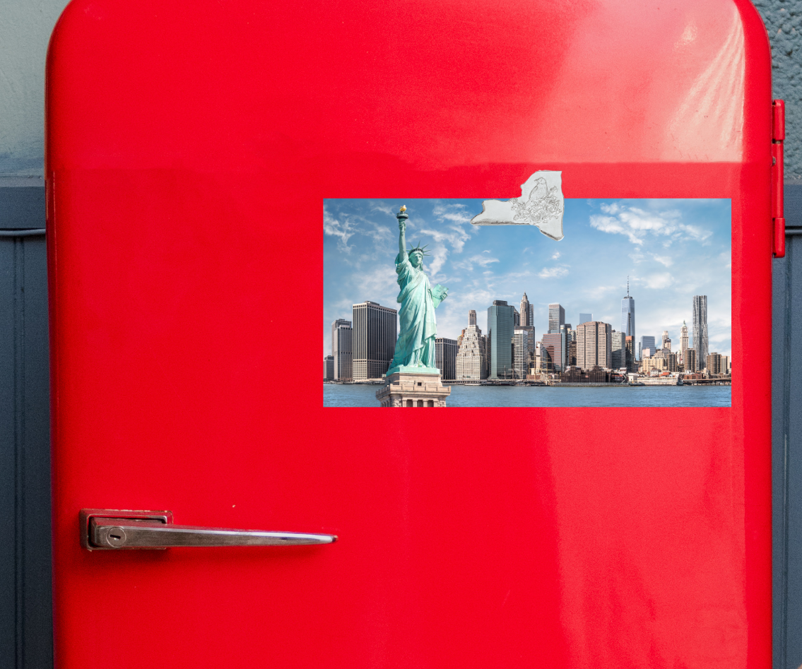 Handmade Pewter State Symbols Travel Refrigerator Magnet- New York - House of Morgan Pewter