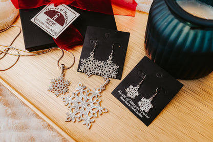 Snowflake Jewelry Gift Box - Winter Earrings and Necklace Set - Several Designs