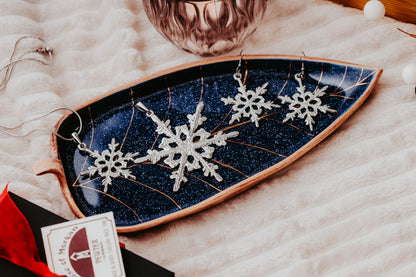 Snowflake Jewelry Gift Box - Winter Earrings and Necklace Set - Several Designs