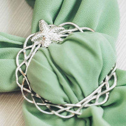 Pewter Dogwood Scarf Ring - Flower Scarf Slide for Scarves - Plain or Reversible with Starfish