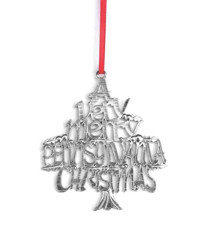 Pennsylvania Gifts - Pennsylvania State Outline and Symbols - Christmas Ornament