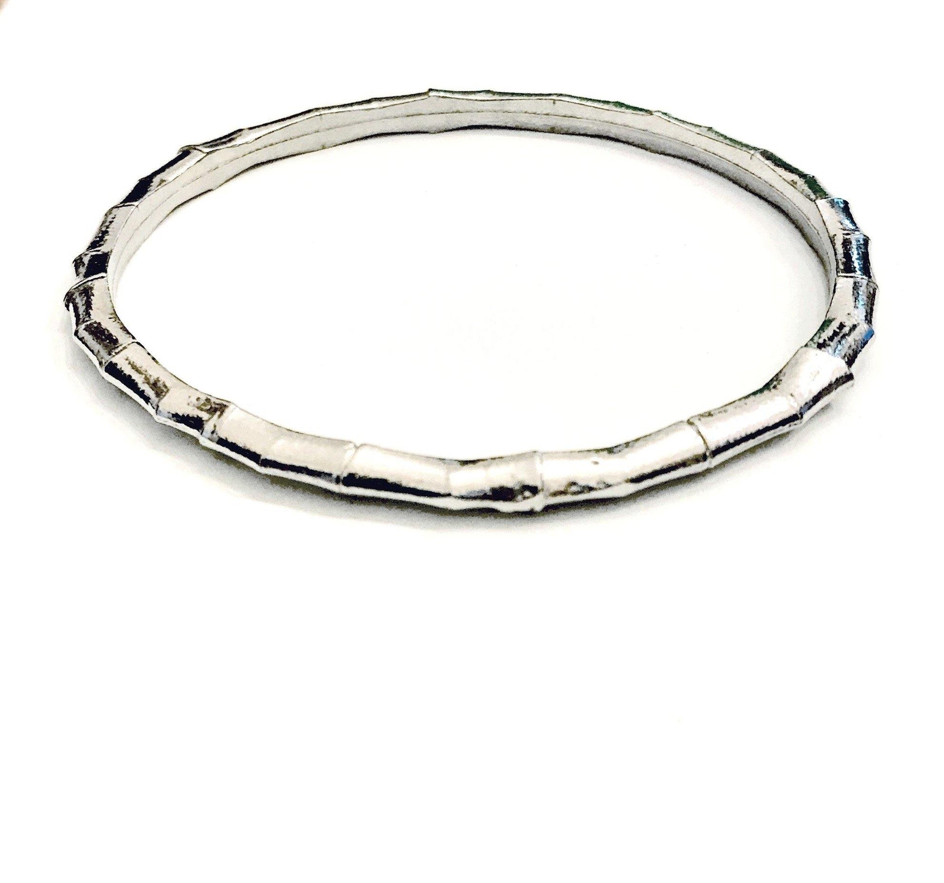 Fine Pewter Bamboo Inspired Bracelet Bangle Jewelry 8" Circumference - House of Morgan Pewter