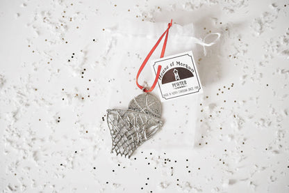 Handmade Sports Christmas Ornaments- Basketball, Basketball Player, Basketball and Goal - House of Morgan Pewter