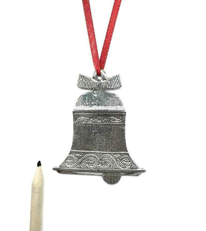 Christmas Bell Ornament - Pewter Bell Christmas Ornament