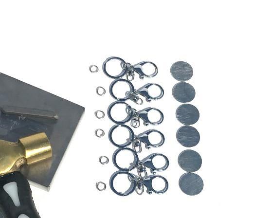 Hand Stamping Pewter Circle Blanks Key Chain Bag Charm Set of 6 North Carolina Made - House of Morgan Pewter