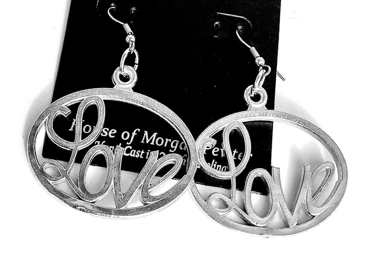 Handmade Pewter Love Jewelry, Large Statement Necklace and Earrings Gift Set, Valentine's Day Gift Box - House of Morgan Pewter