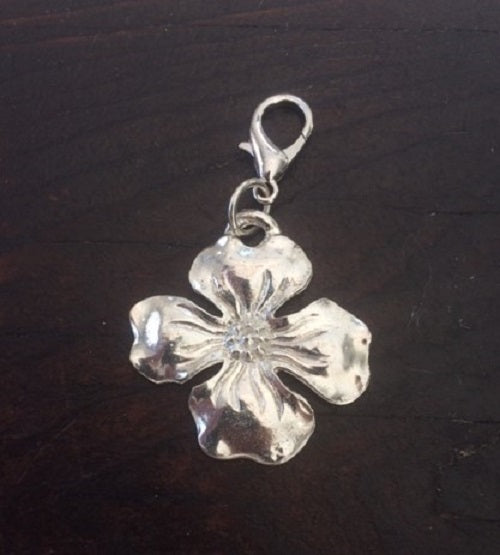 Pewter Dogwood NC North Carolina State Flower Lobster Clasp Key Chain Charm - House of Morgan Pewter