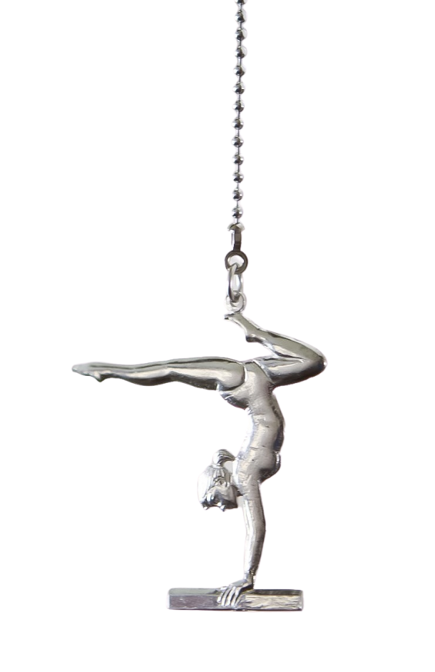 Handmade Gymnast Balance Beam Ceiling Fan Light Pull Gymnastic Theme Room Decorations Pewter - House of Morgan Pewter
