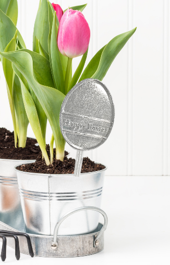 Handmade Spring Decorative Plant Sticks - Garden Decorations for Gardener - Metal Plant Gift Tag on Stake - House of Morgan Pewter