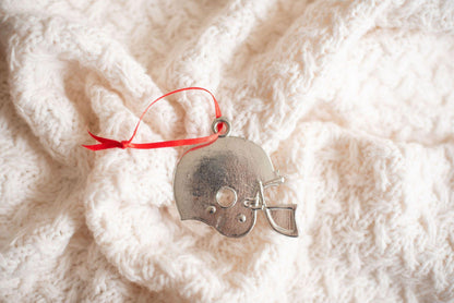 handmade pewter football helmet christmas ornament