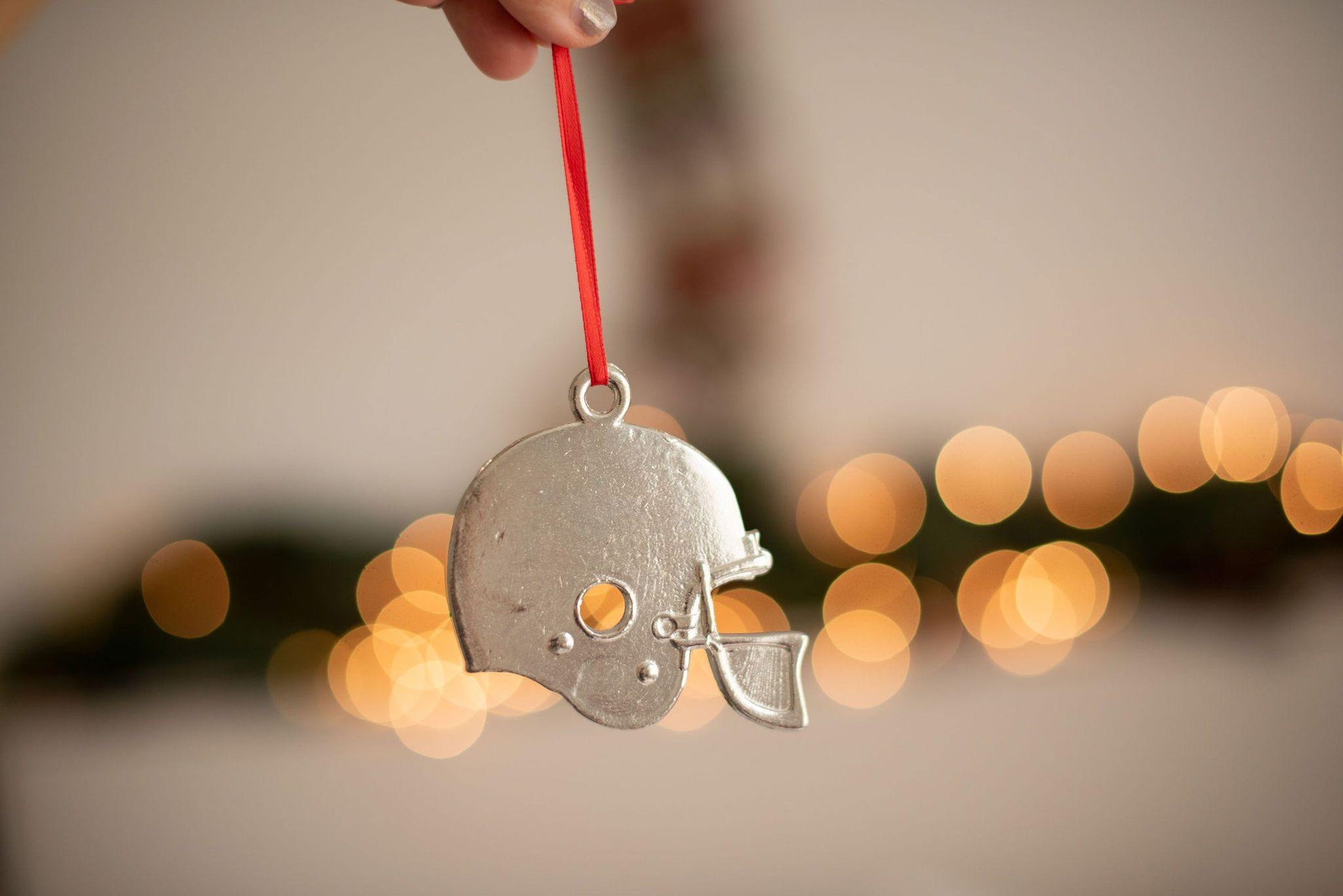 Handmade Football Player Helmet Christmas Ornament Gift - House of Morgan Pewter