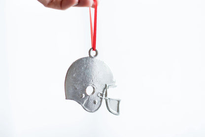 Handmade Football Player Helmet Christmas Ornament Gift - House of Morgan Pewter