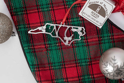 North Carolina Gifts - NC Holly Holiday Pewter Christmas Ornament
