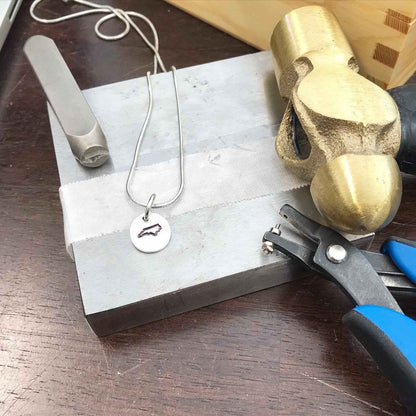 North Carolina NC Tarheel State Hand Stamped Pewter Pendant Charm Necklace