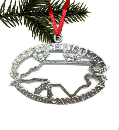 North Carolina Christmas Ornament - Oval Merry Christmas NC Gift