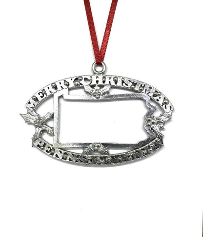 Merry Christmas Pennsylvania Christmas Ornament - PA Travel Gift and Souvenir