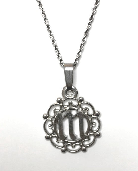 Monogram Initial Charm Pendant Necklace Pewter - House of Morgan Pewter