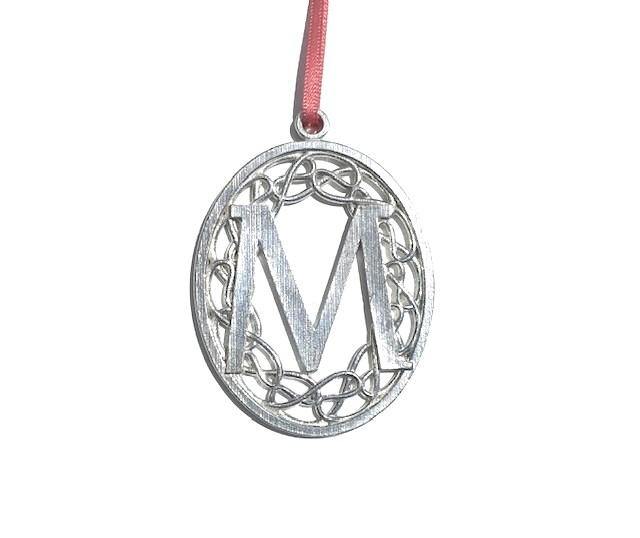 Handmade Monogrammed Initial Christmas Holiday Ornament Pewter - House of Morgan Pewter