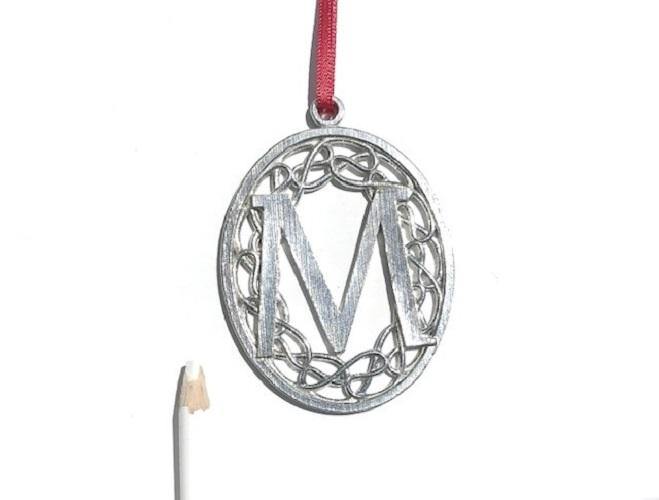 Handmade Monogrammed Initial Christmas Holiday Ornament Pewter - House of Morgan Pewter
