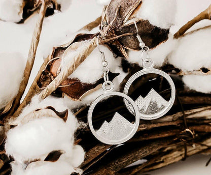 handmade mountain top silver hanging earrings