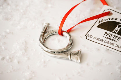 handmade holiday horn gift tag 