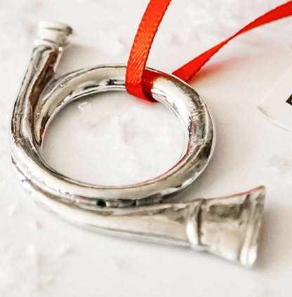 Handmade Holiday Horn Music Instrument Christmas Ornament Pewter - House of Morgan Pewter