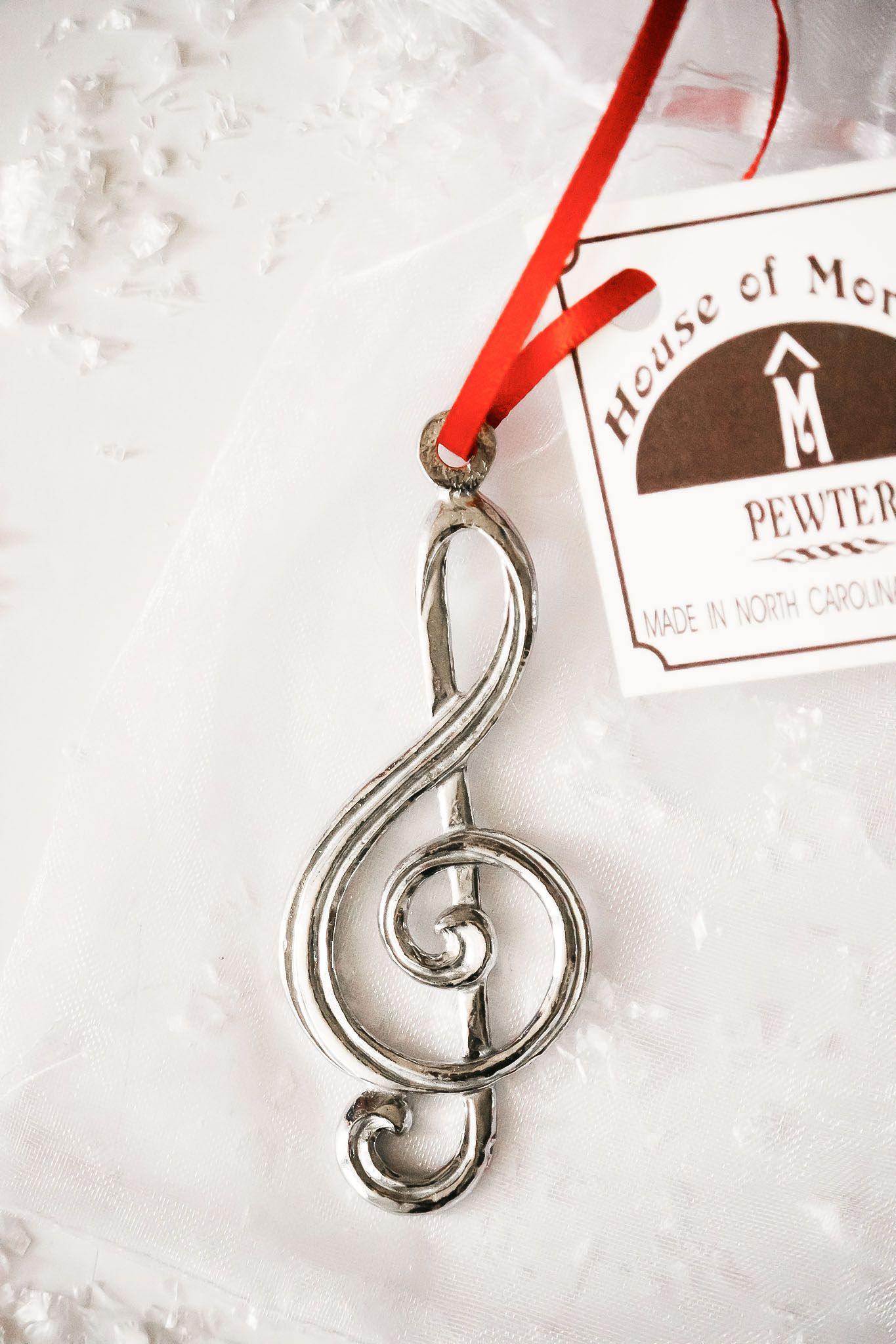 Handmade Pewter Music Instrument Music Note Christmas Ornament Gift - House of Morgan Pewter