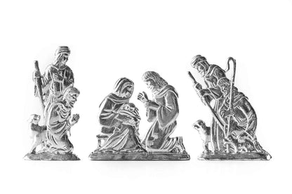 Handmade Nativity Figurine Set - Pewter Manger Set - Baby Jesus Holiday Decoration