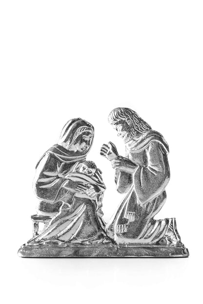 Handmade Nativity Figurine Set - Pewter Manger Set - Baby Jesus Holiday Decoration