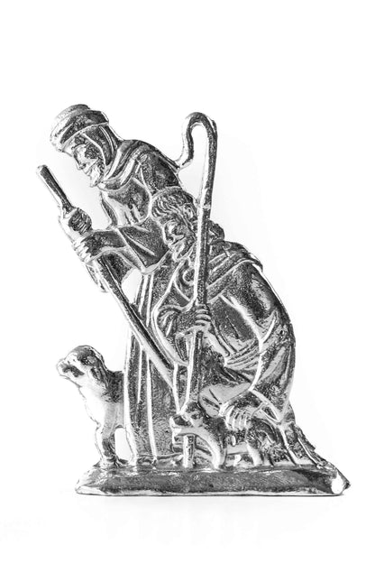 Handmade Nativity Figurine Set - Pewter Manger Set - Baby Jesus Holiday Decoration