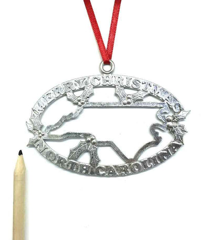 North Carolina Christmas Ornament - Oval Merry Christmas NC Gift