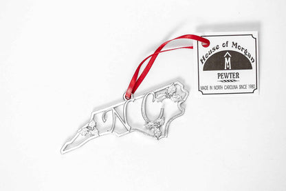 North Carolina Gifts - NC Holly Holiday Pewter Christmas Ornament