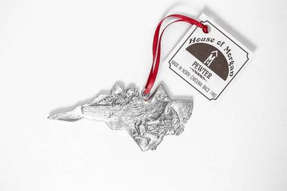 North Carolina Christmas Ornament - NC State Outline and Symbols - Dogwood - Cardinal