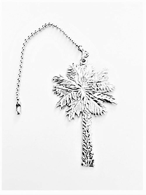 Accent Ceiling Fan Light Pull Palm Tree Beach Theme Pewter Handmade - House of Morgan Pewter
