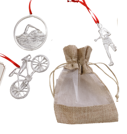 Silver Pewter Metal Triathlon Ornament Gift Set  Top Gift Ideas - House of Morgan Pewter