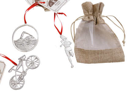 Silver Pewter Metal Triathlon Ornament Gift Set  Top Gift Ideas - House of Morgan Pewter
