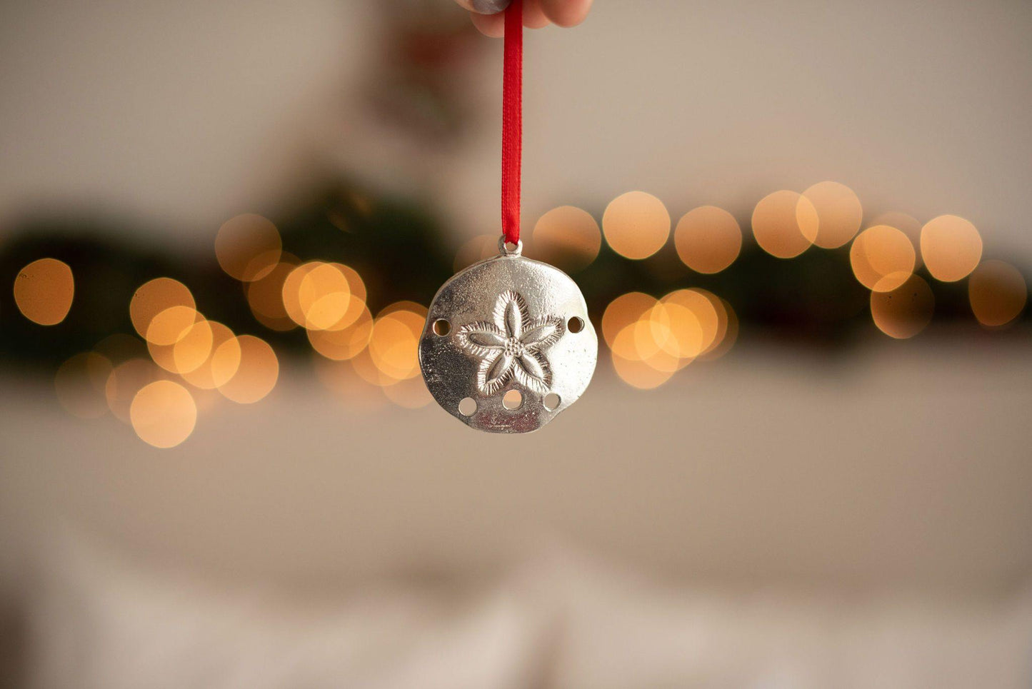 Handmade Sand Dollar Seashell Christmas Ornament Pewter - House of Morgan Pewter