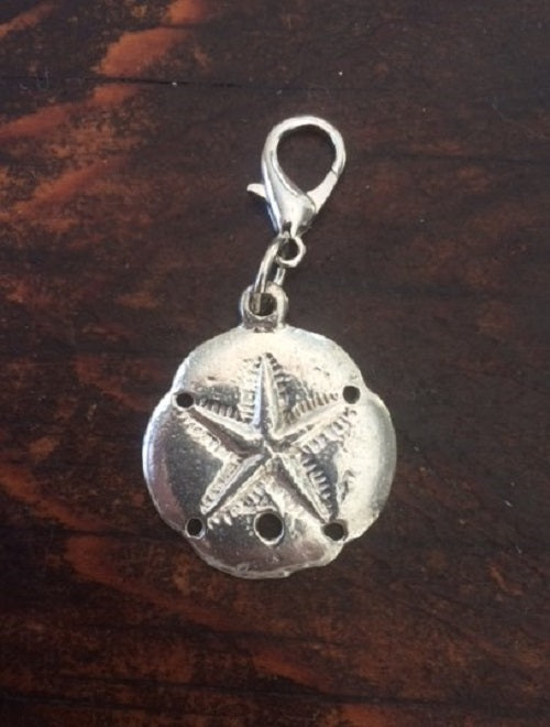 Pewter Sand Dollar Seashell Lobster Clasp Key Chain Charm - House of Morgan Pewter
