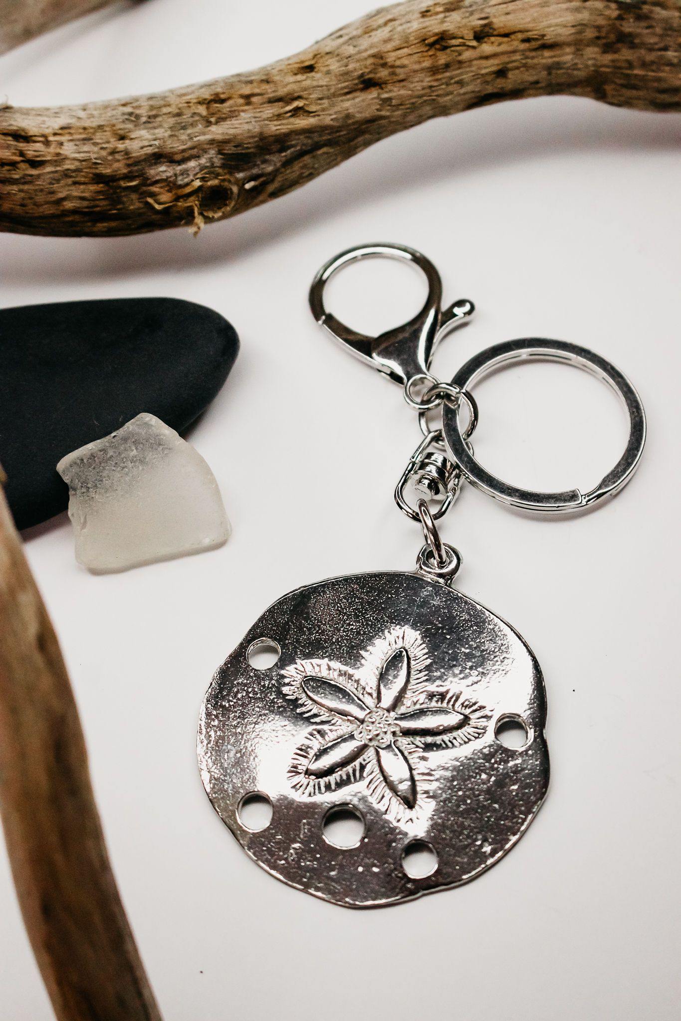 handmade sand dollar keychain bag charm