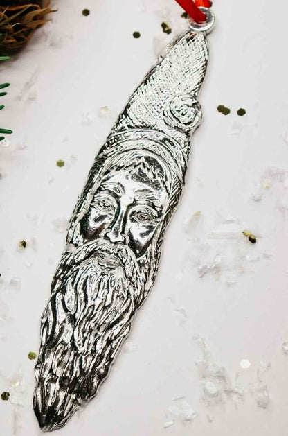 Santa Claus Sickle Beard Christmas Ornament Pewter
