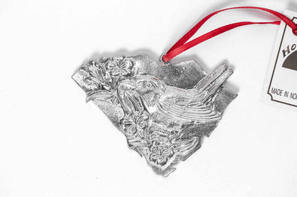South Carolina SC State Outline Symbols Keepsake Christmas Holiday Ornament Pewter