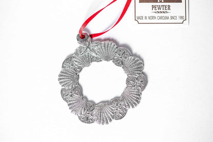 Seashell Gifts - Shell Wreath Christmas Ornament Pewter