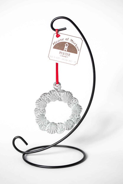 Seashell Gifts - Shell Wreath Christmas Ornament Pewter