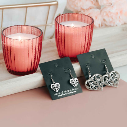 Swirly Heart Earrings - Love Jewelry- Gift Set