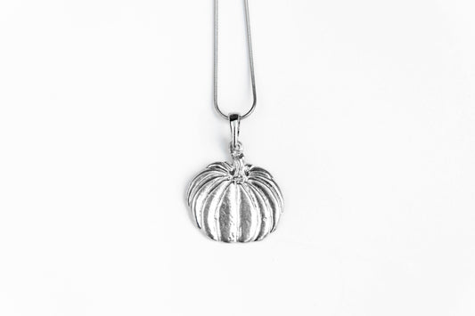 handmade pewter pumpkin pendant and necklace