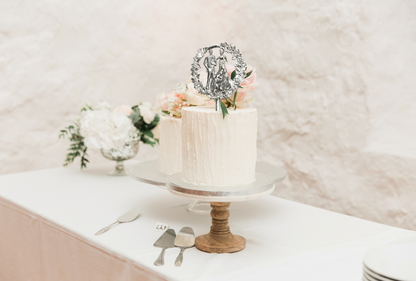 Wedding Cake Topper - Bride and Groom Figures in Black Gift Box - Rustic Wedding Decorations for Couple