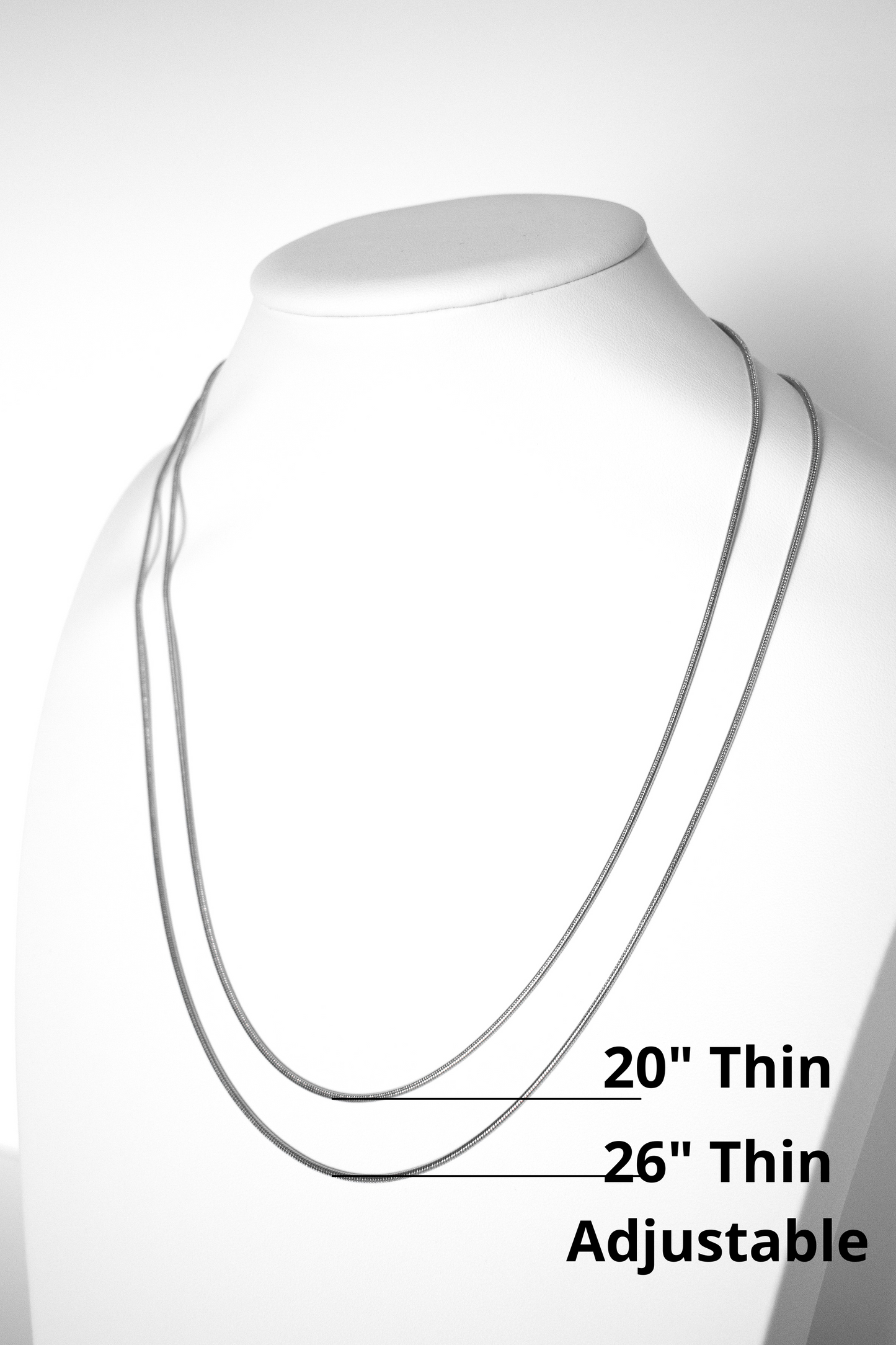 Stainless Steel Snake Necklaces - 16" 18" 20" 20" thin 22" 26" adjustable thin - Extra Chain Jewelry